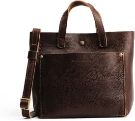 Portland Leather Goods Mini Snap Crossbody Tote Bag for Women  Handmade, Snap Closure, Durable & Unlined  Outside Pocket
