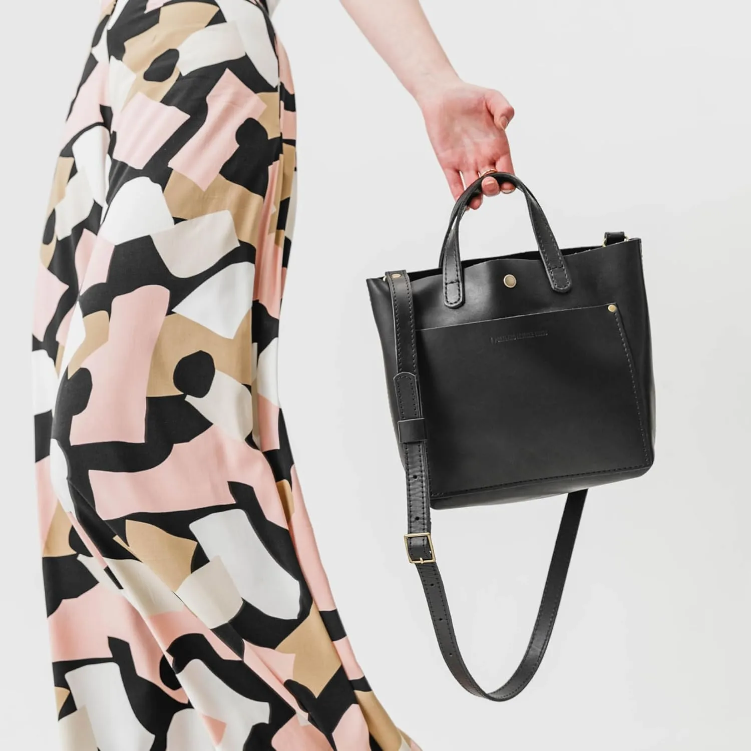 Portland Leather Goods Mini Snap Crossbody Tote Bag for Women  Handmade, Snap Closure, Durable & Unlined  Outside Pocket