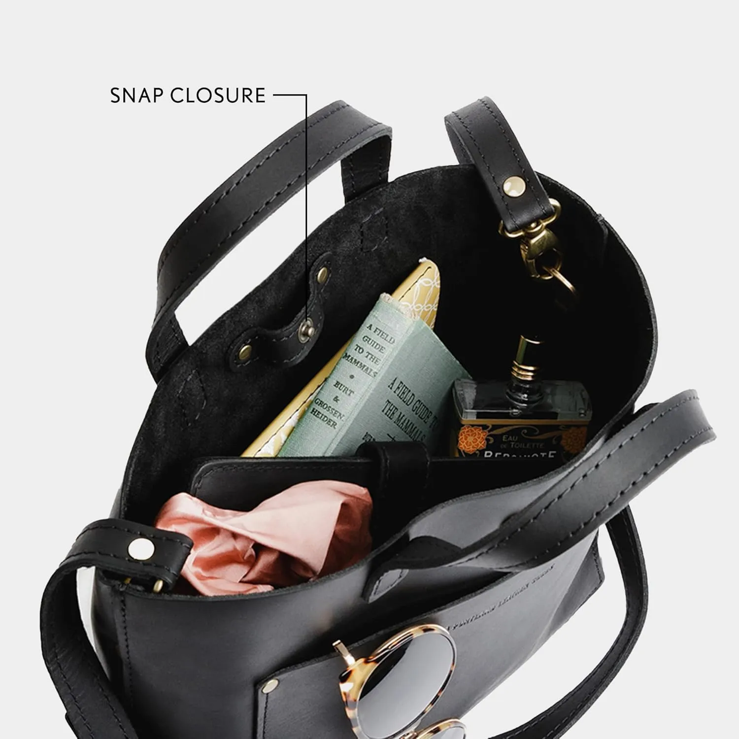 Portland Leather Goods Mini Snap Crossbody Tote Bag for Women  Handmade, Snap Closure, Durable & Unlined  Outside Pocket