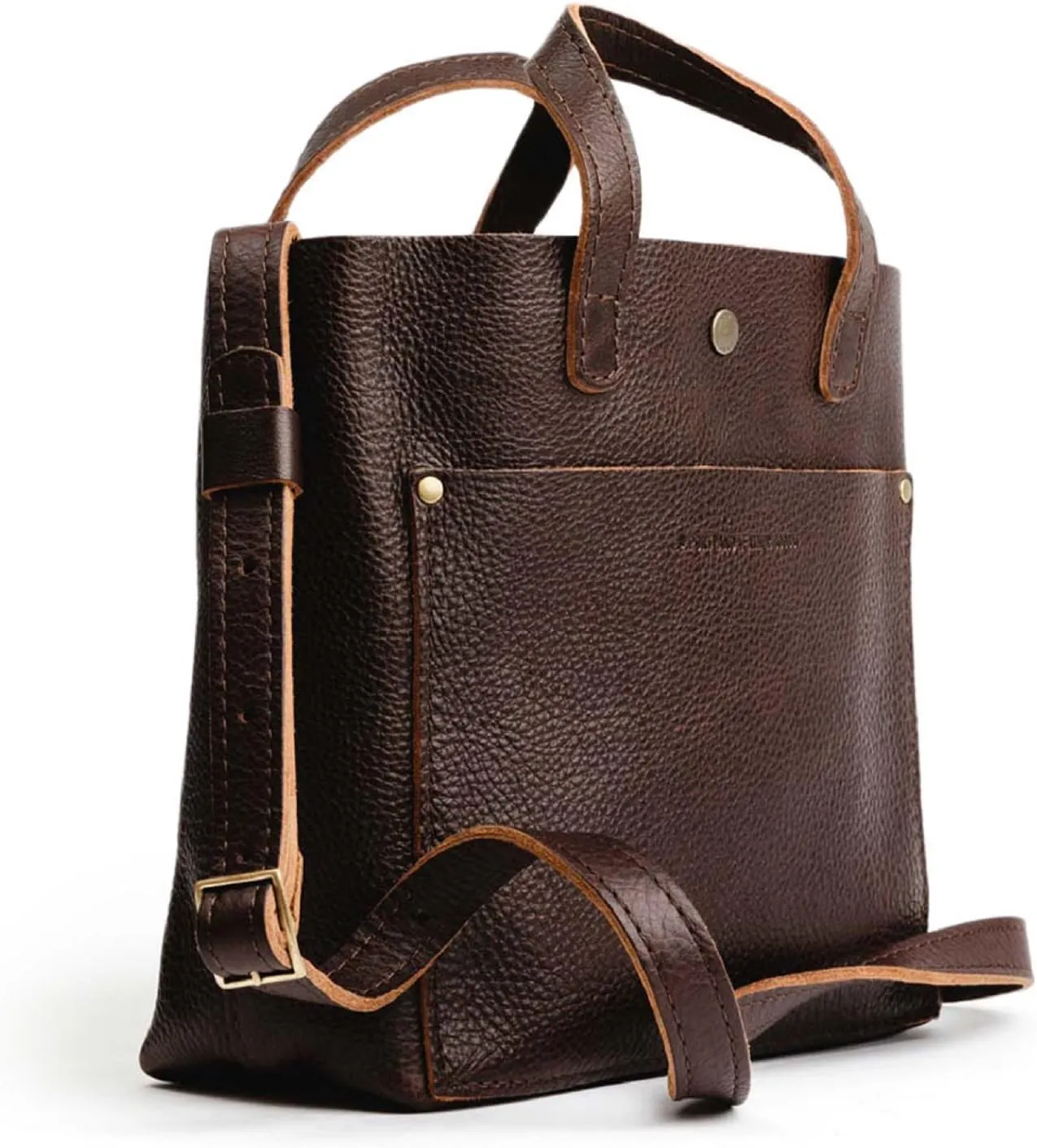 Portland Leather Goods Mini Snap Crossbody Tote Bag for Women  Handmade, Snap Closure, Durable & Unlined  Outside Pocket