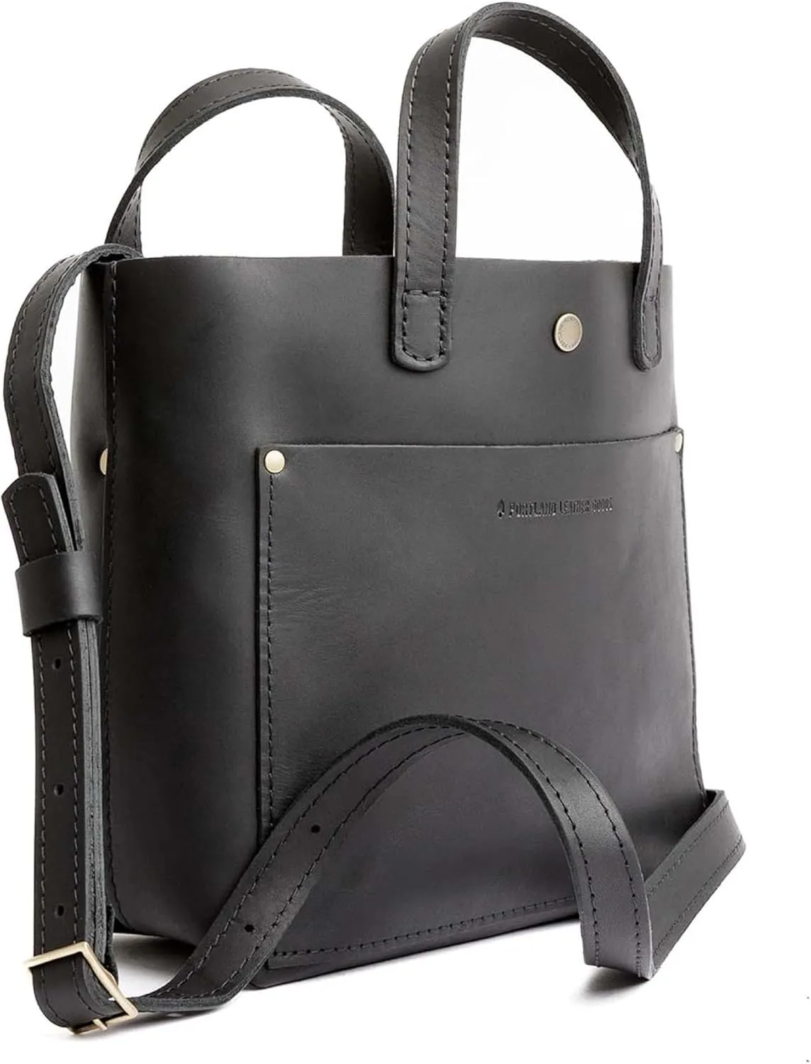 Portland Leather Goods Mini Snap Crossbody Tote Bag for Women  Handmade, Snap Closure, Durable & Unlined  Outside Pocket