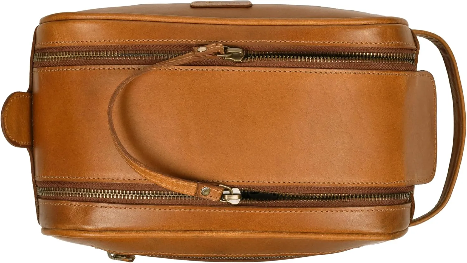 Premium Leather King Size Toiletry Travel Pouch  Handcrafted Dopp Kit Bag with Waterproof Lining, Spacious Design for Travel Essentials, Elegant Tan Finish