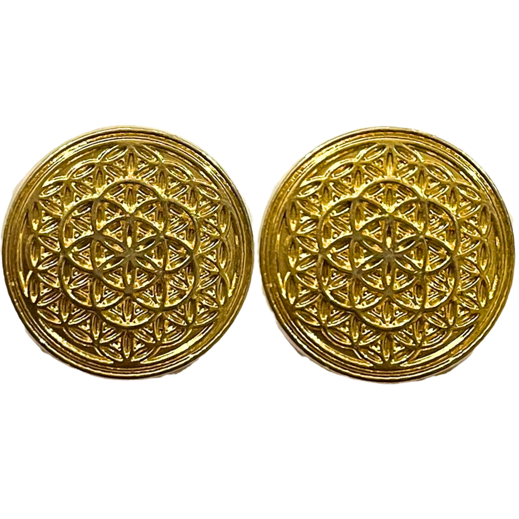 Pure Golden Color Mandala Design Round 1 Hole Metal Buttons