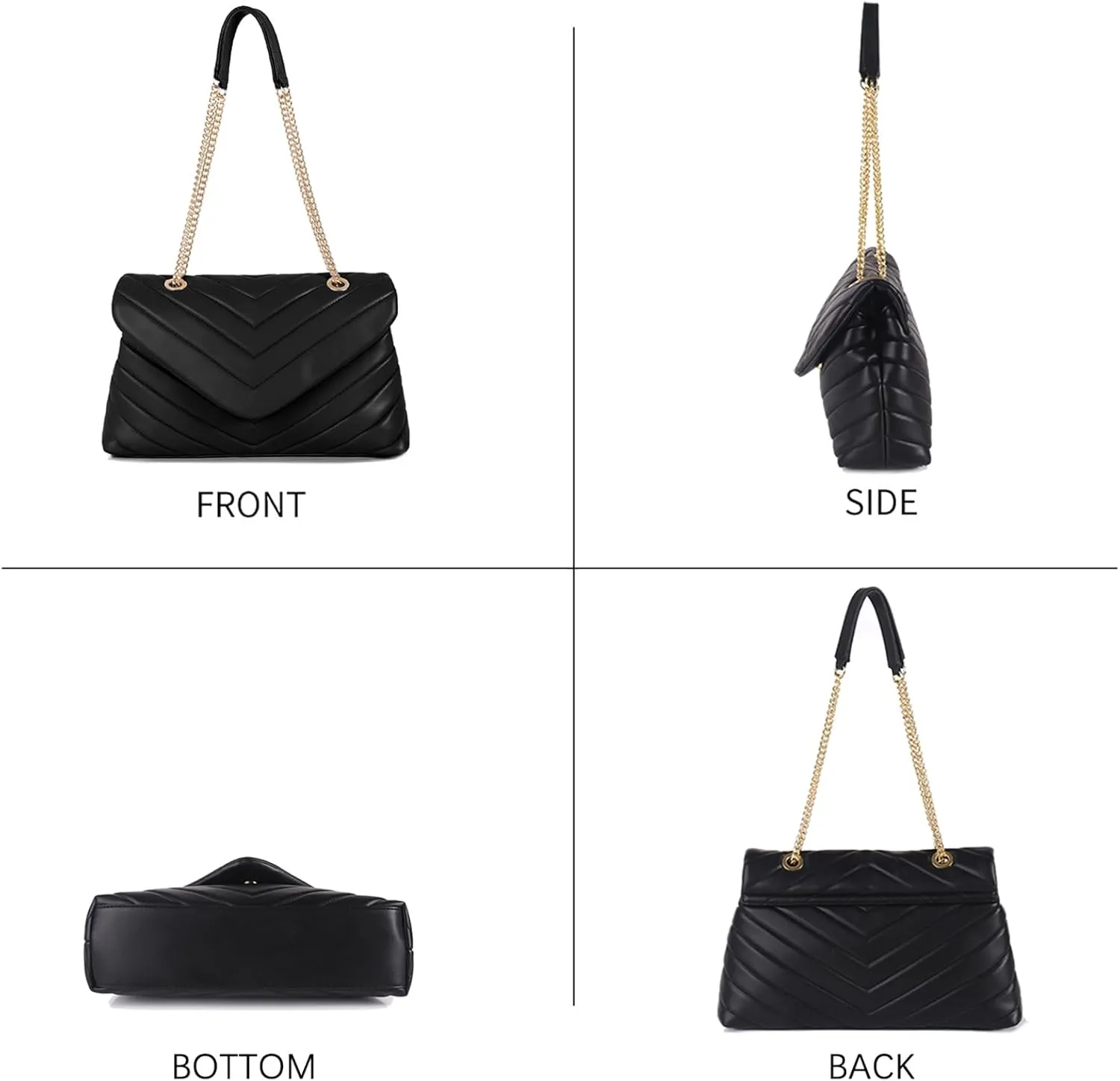 Quilted Crossbody Bag for Women, Soft Vegan Chevron Purses, Trendy Shoulder Handbags with Flap