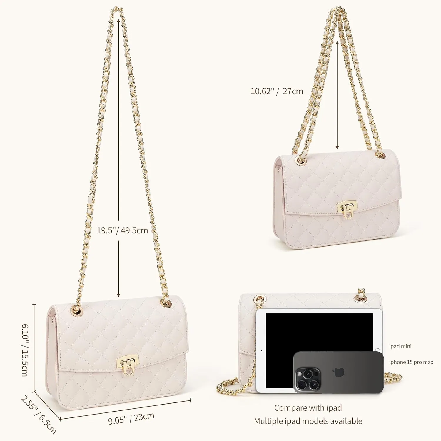 Quilted Crossbody Bags For Women, Shoulder Bag Leather Purses For Women With Chain Strap Trendy