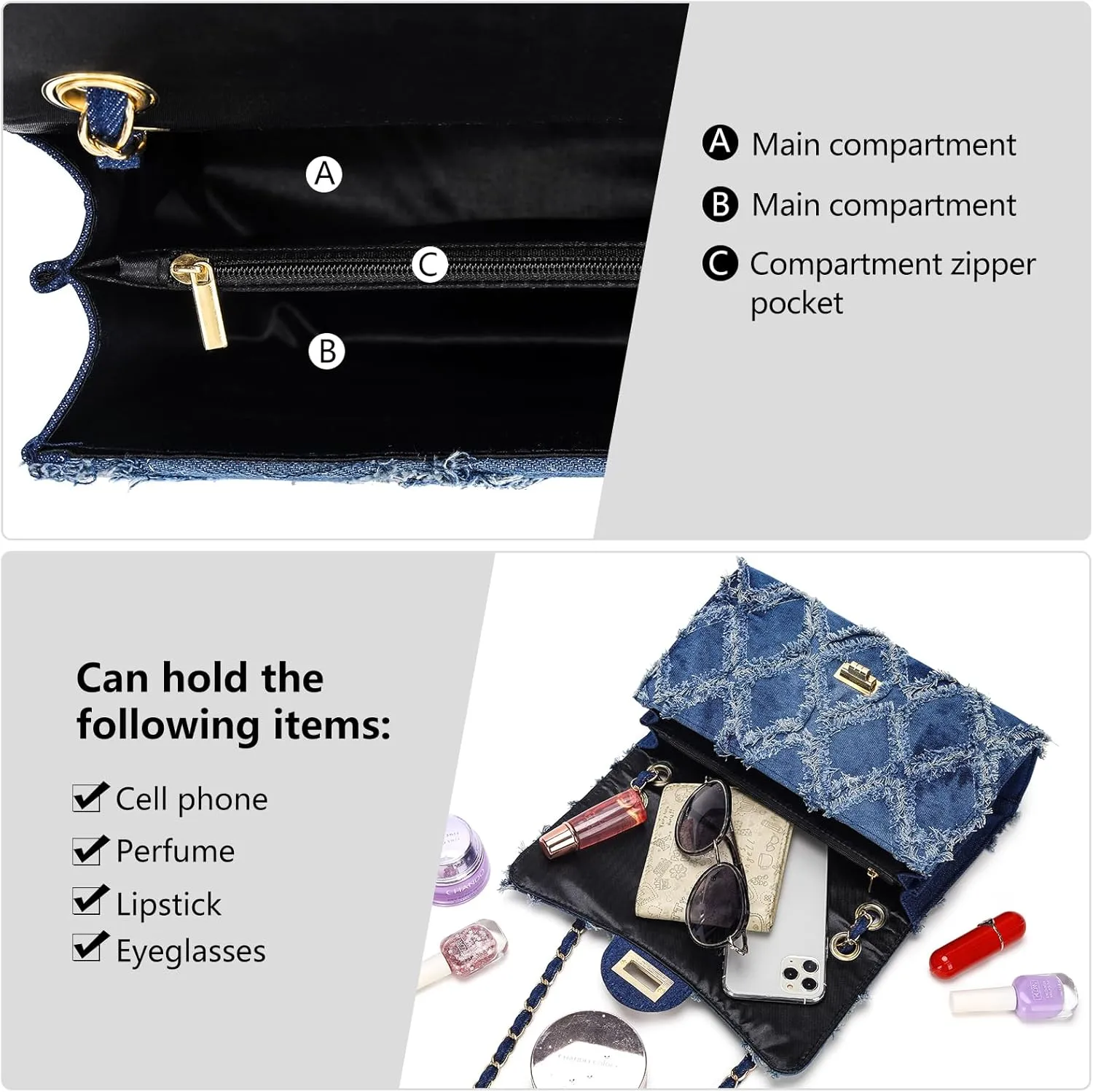 Quilted Leather Crossbody Bags for Women Trendy Ladies Shoulder Purse Satchel HandBag with Chain Strap