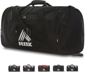 RBX Duffel Bag, Small Gym Bag for Women & Men, Travel Bag with Shoe Compartment, Nylon, Black/Silver, 21.0 x 10.5 x 9.5 inches, 1.0 pounds