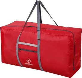 REDCAMP 100L Foldable Extra Large Duffle Bag 31 Inch, Lightweight Travel Duffel Bag with Adjustable Strap for Men Women, Black/Dark Blue/Red