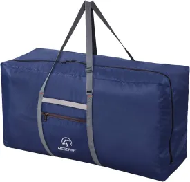 REDCAMP 100L Foldable Extra Large Duffle Bag 31 Inch, Lightweight Travel Duffel Bag with Adjustable Strap for Men Women, Black/Dark Blue/Red