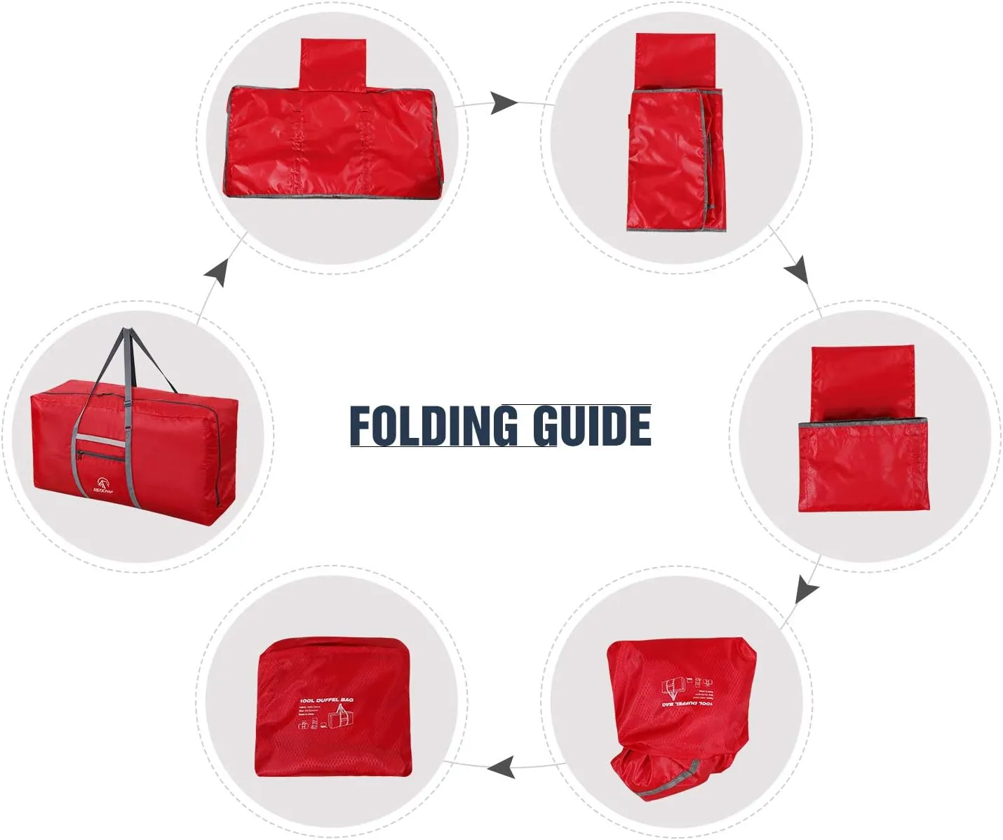 REDCAMP 100L Foldable Extra Large Duffle Bag 31 Inch, Lightweight Travel Duffel Bag with Adjustable Strap for Men Women, Black/Dark Blue/Red