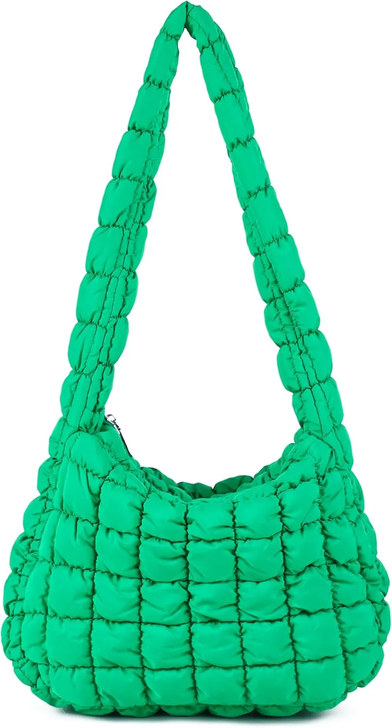 Rejolly Puffer Quilted Shoulder Bag for Women Puffy Bubble Tote Bag Lightweight Nylon Handbag Padded Soft Purse