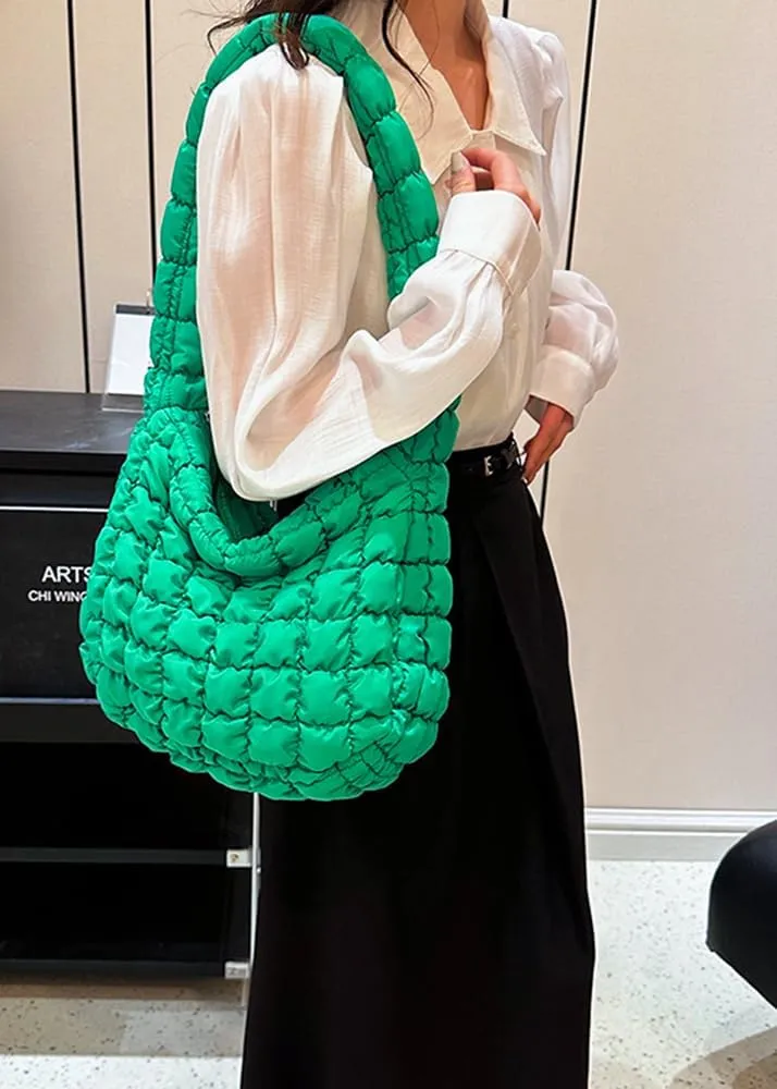 Rejolly Puffer Quilted Shoulder Bag for Women Puffy Bubble Tote Bag Lightweight Nylon Handbag Padded Soft Purse