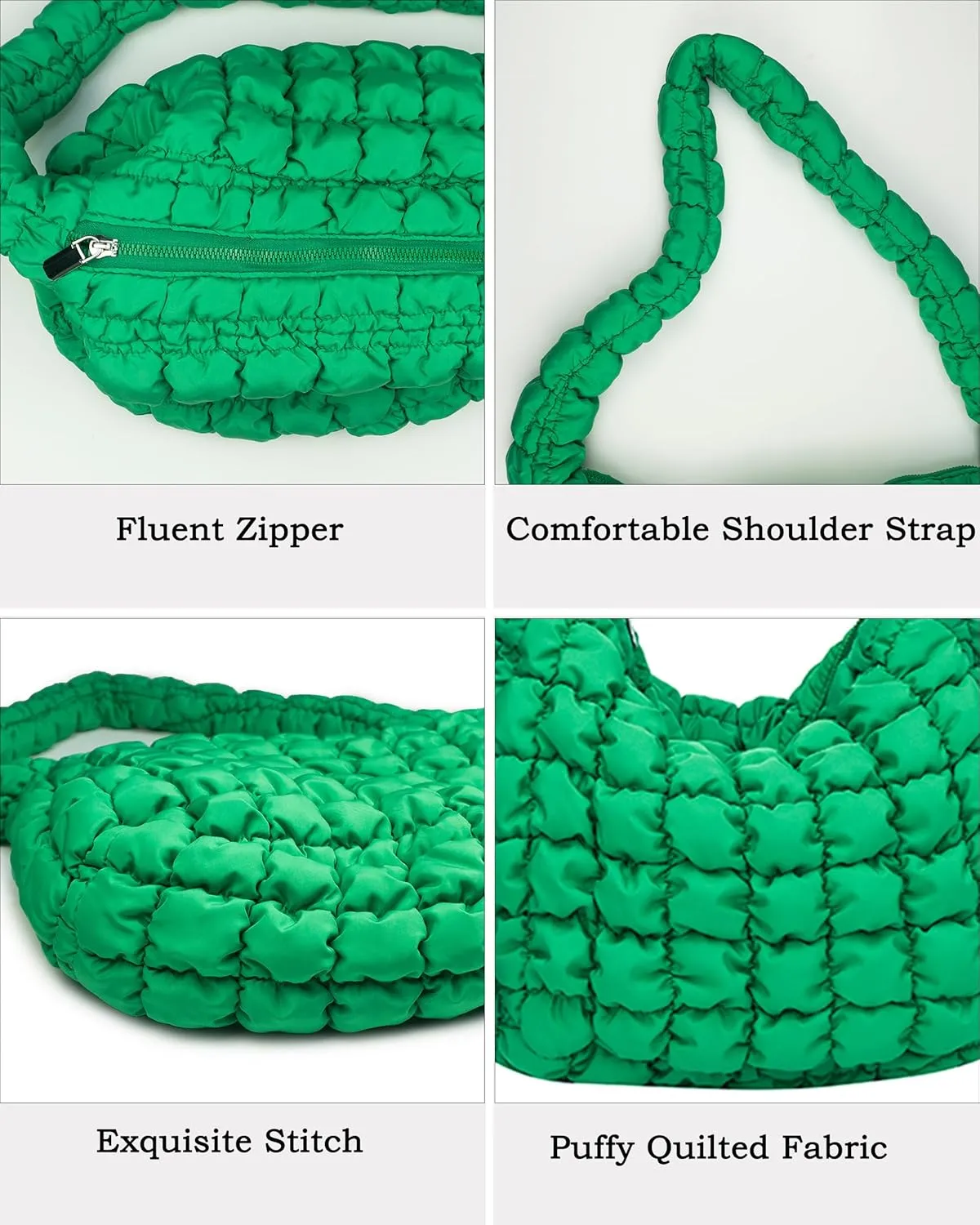 Rejolly Puffer Quilted Shoulder Bag for Women Puffy Bubble Tote Bag Lightweight Nylon Handbag Padded Soft Purse