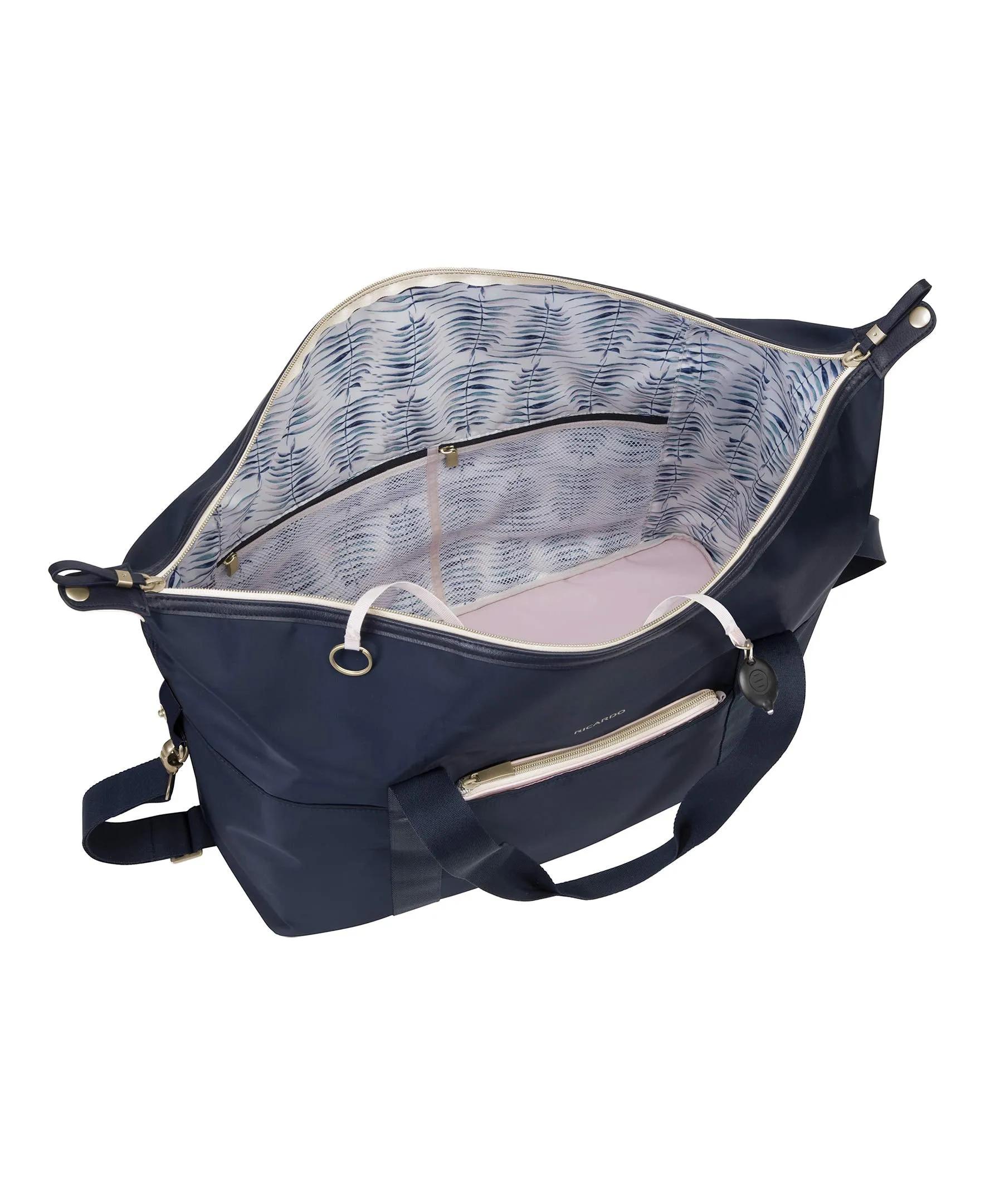Ricardo Beverly Hills Indio Weekender Duffel Softside Lightweight Overnight Bag and Great for The Gym, Three Straps and A Trolly Sleeve, Navy Blue, Carry-On 13-Inch