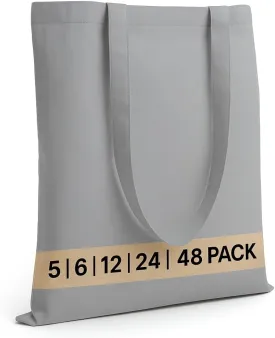 Salt Earth Pack of 5 | 6 | 12 | 24 | 48  100% Cotton Reusable Tote Bags  Bulk Grocery, Shopping, DIY, Beach & Gift Use