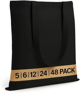 Salt Earth Pack of 5 | 6 | 12 | 24 | 48  100% Cotton Reusable Tote Bags  Bulk Grocery, Shopping, DIY, Beach & Gift Use