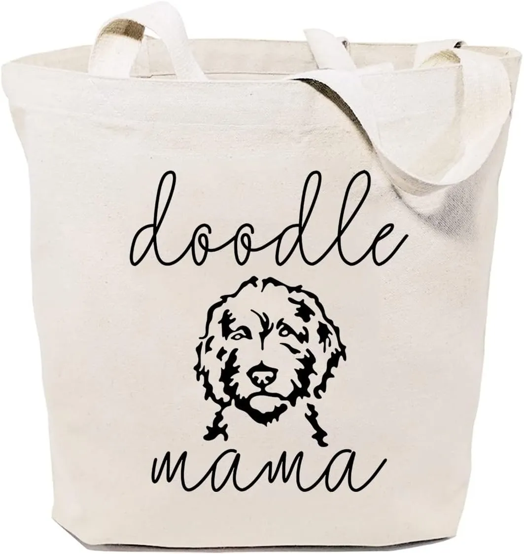 SAUIVD Doodle Mama Eco-Friendly Cute Tote Bags Cute Dog Lover Gifts Reusable Canvas Grocery Shopping Bag