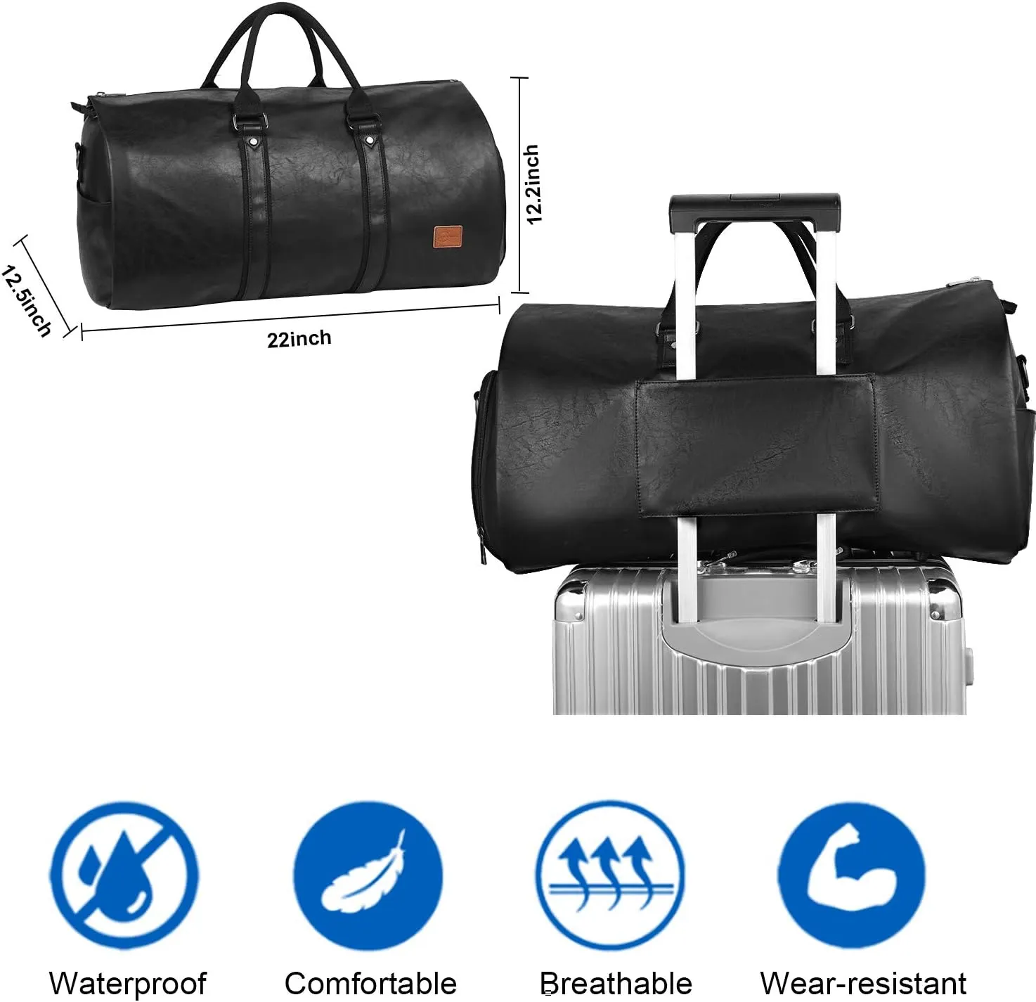 seyfocnia Convertible Travel Garment Bag,Carry on Garment Duffel Bag for Men Women - 2 in 1 Hanging Suitcase Suit Business Travel Bag