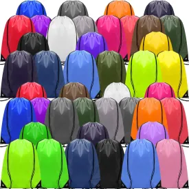 Shappy 100 Pcs Drawstring Backpack Bulk Sports Gym Cinch Bag Polyester String Bag for Men Women Children(25 Colors)