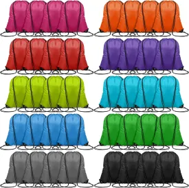 Shappy 100 Pieces Drawstring Bag Gym Portable String Sack Backpacks Polyester Blank Cinch Drawstring Bags for Sports Travel DIY Gift Storage Set, 10 Colors