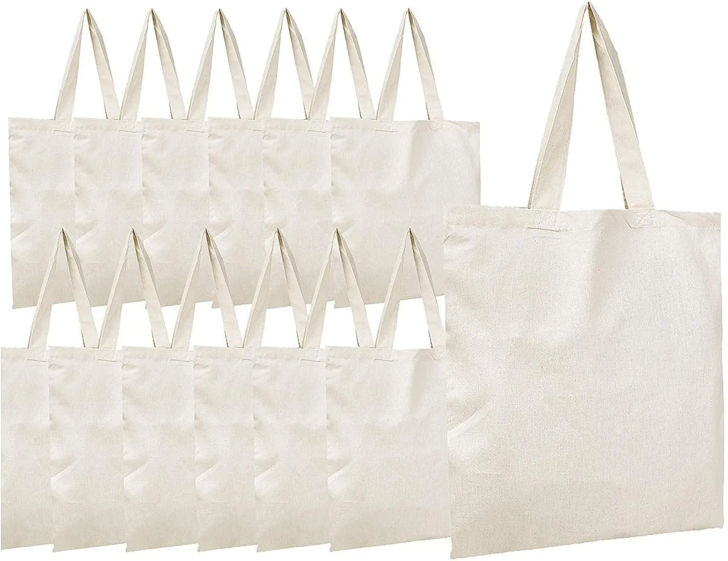 Simpli-Magic Canvas Tote Bags, 13"x15", Pack of 15, Natural