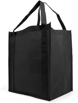 Simply Green Solutions - Reusable Grocery Bags, Wide Tote Bags with 20-Inch Reinforced Handle, Shopping Bags for Groceries, Reusable Gift Bags with Handles, 13 x 15 x 10, Pack of 10, Black