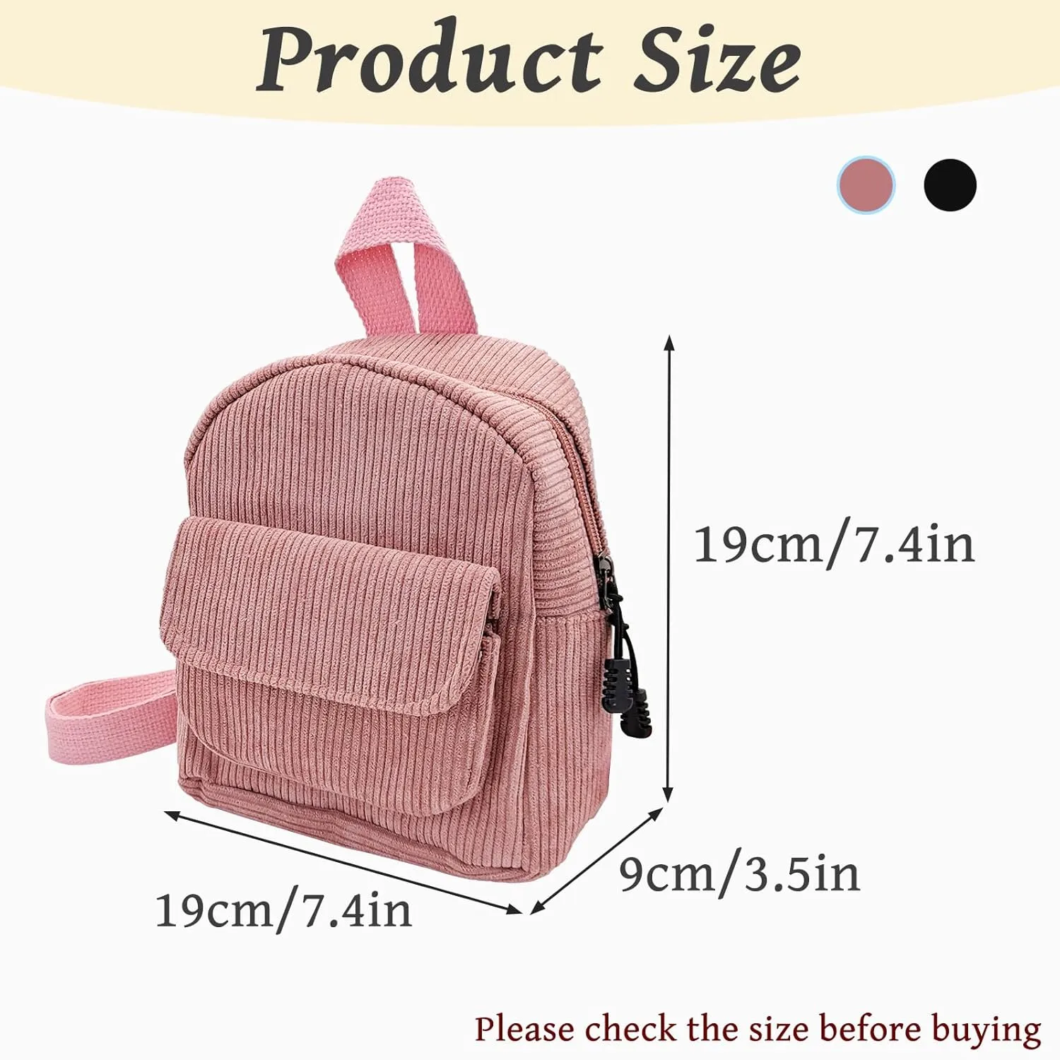 Small Backpack Purse, Corduroy Mini BackpackPurse for Women, Fashion Small Backpacks Women Backpack Purse (rose)