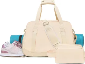 Sports Gym Bag for Women, Travel Duffle Bag with Shoe Compartment & Wet Pocket, Fitness Yoga Bag Weekender Overnight Bag Small