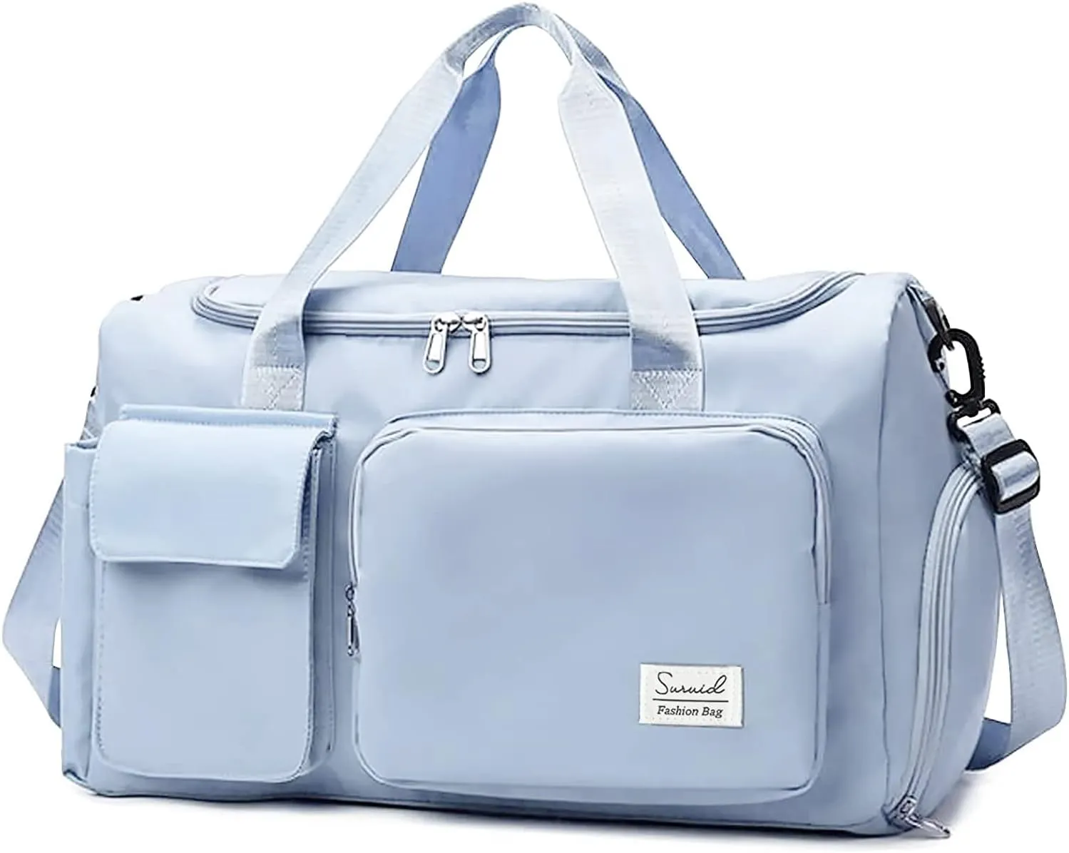 Sports Gym Duffel Bag with Shoes Compartment and Dry Wet Separated Pocket for Men and Women - Blue