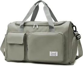 Sports Gym Duffel Bag with Shoes Compartment and Dry Wet Separated Pocket for Men and Women - Overnight Weekender Training Handbag Yoga Bag - Dark Gray