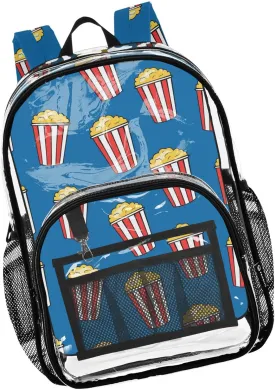 Strip Popcorn Buckets Kids Clear Backpack for School Transparent Bookbag PVC Backpacks See Through Bag for Boys Girls