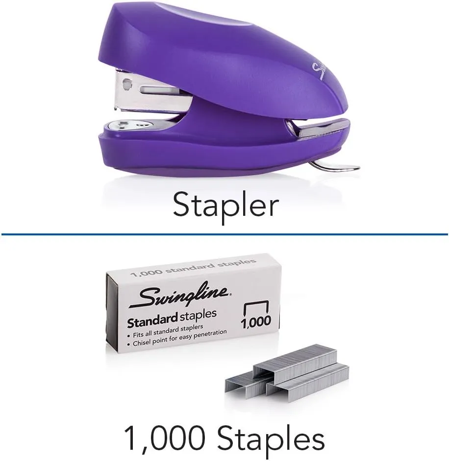 Swingline Mini Stapler, Tot, 12 Sheet Capacity, includes Built-In Staple Remover & 1000 Standard Staples, Purple - S7079173