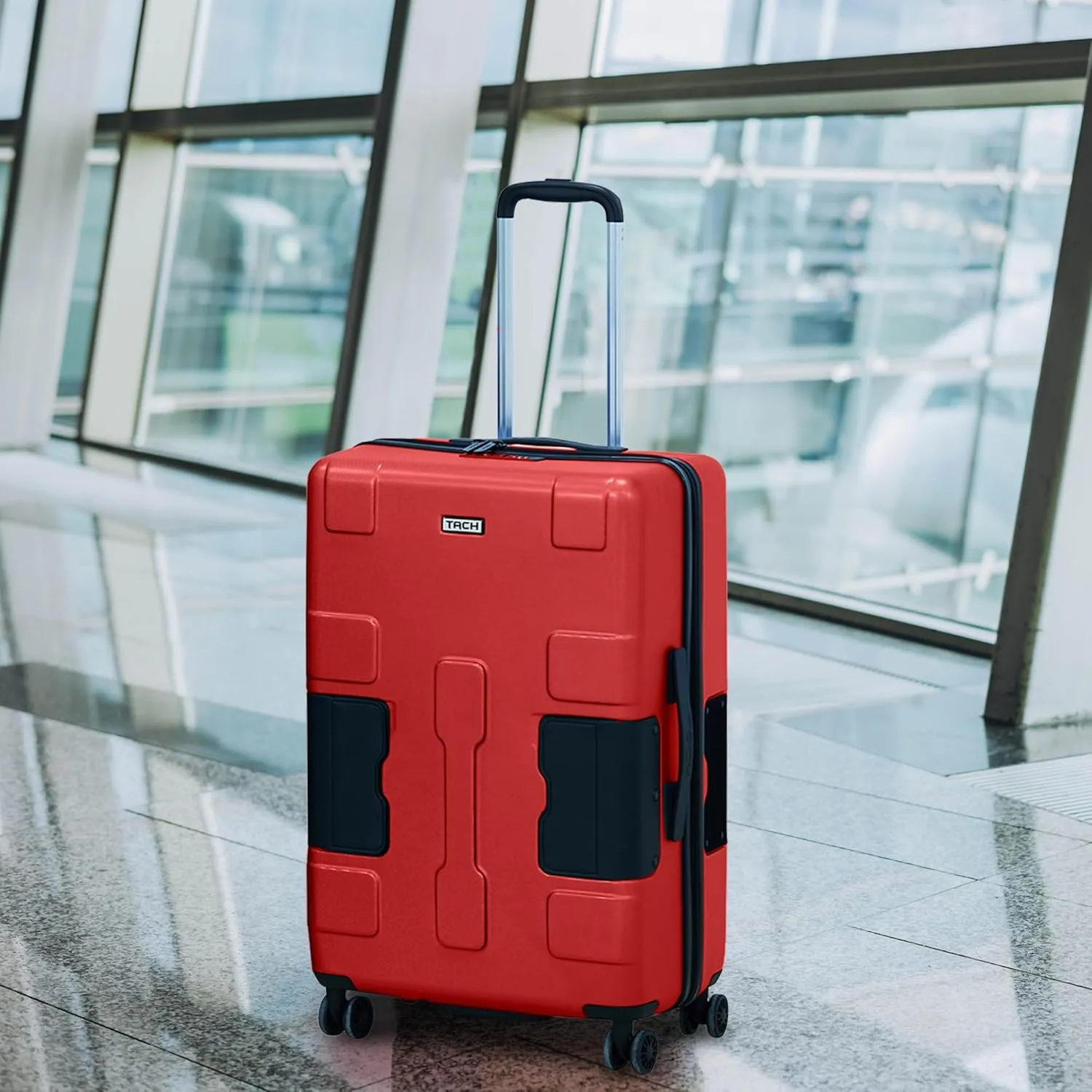 Tach V3.1 Hard Shell Carry On Luggage 20 inch | Carry on Luggage with Spinner Wheels & Patented Built-In Connecting System | One Piece Rolling Suitcase Links 9 Bags At Once (Red)