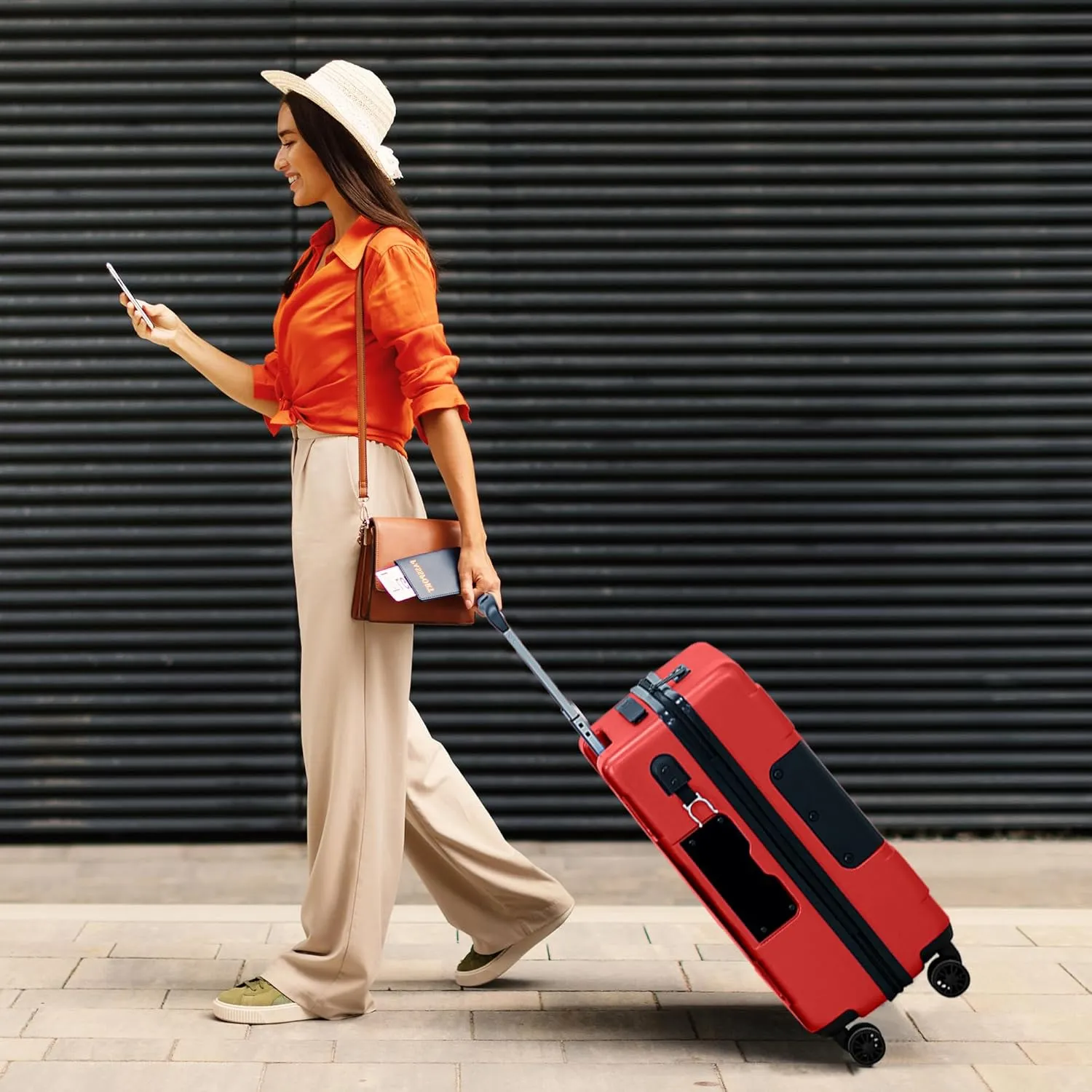 Tach V3.1 Hard Shell Carry On Luggage 20 inch | Carry on Luggage with Spinner Wheels & Patented Built-In Connecting System | One Piece Rolling Suitcase Links 9 Bags At Once (Red)