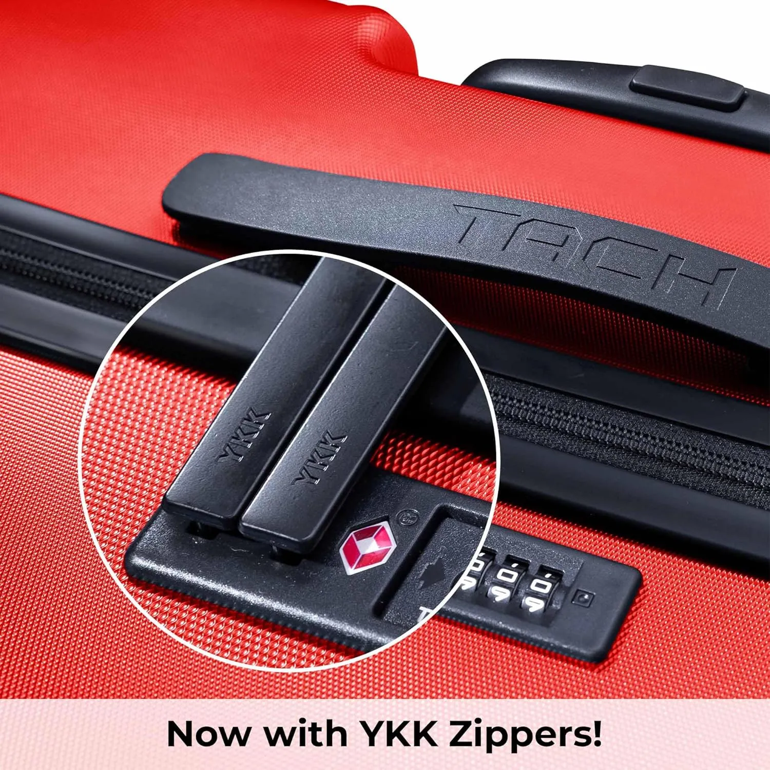 Tach V3.1 Hard Shell Carry On Luggage 20 inch | Carry on Luggage with Spinner Wheels & Patented Built-In Connecting System | One Piece Rolling Suitcase Links 9 Bags At Once (Red)
