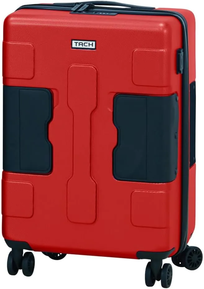 Tach V3.1 Hard Shell Carry On Luggage 20 inch | Carry on Luggage with Spinner Wheels & Patented Built-In Connecting System | One Piece Rolling Suitcase Links 9 Bags At Once (Red)