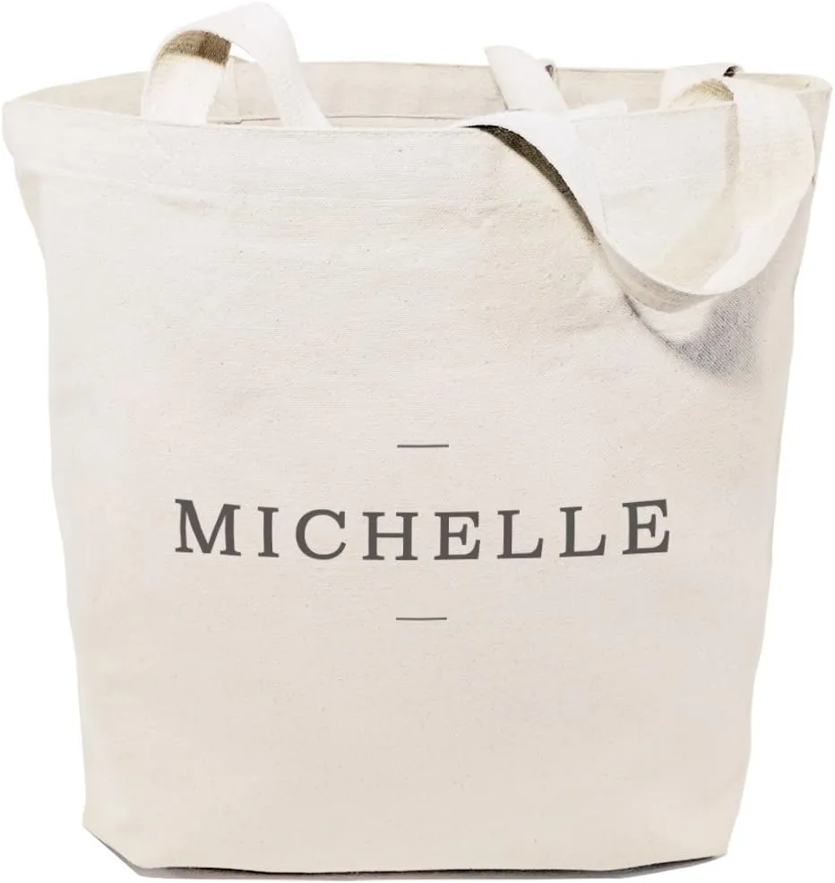 The Cotton & Canvas Co. Personalized Name Beach, Shopping and Travel Resusable Shoulder Tote and Handbag