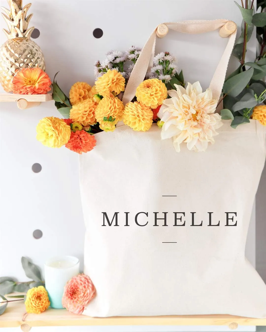 The Cotton & Canvas Co. Personalized Name Beach, Shopping and Travel Resusable Shoulder Tote and Handbag