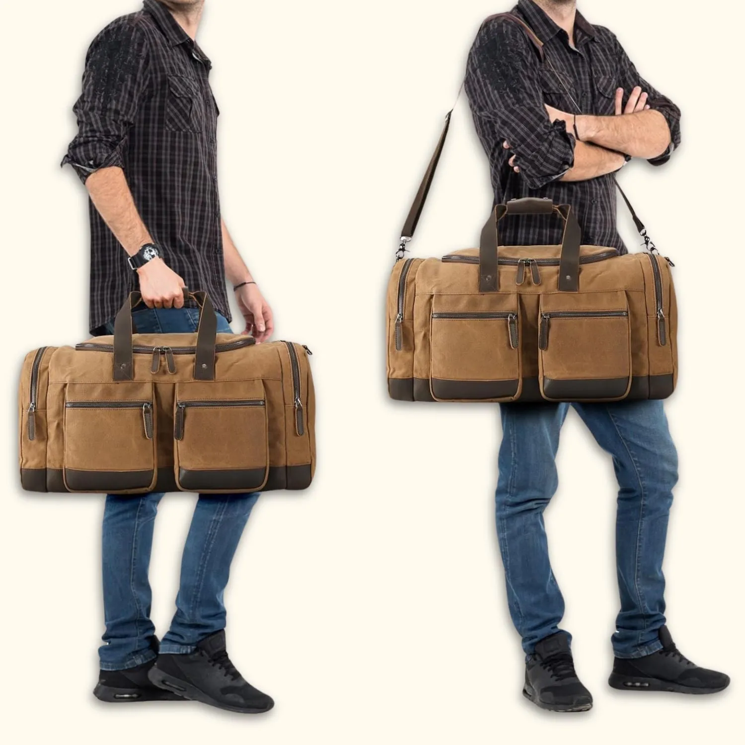 The Weekender - Waxed Canvas Leather Duffel