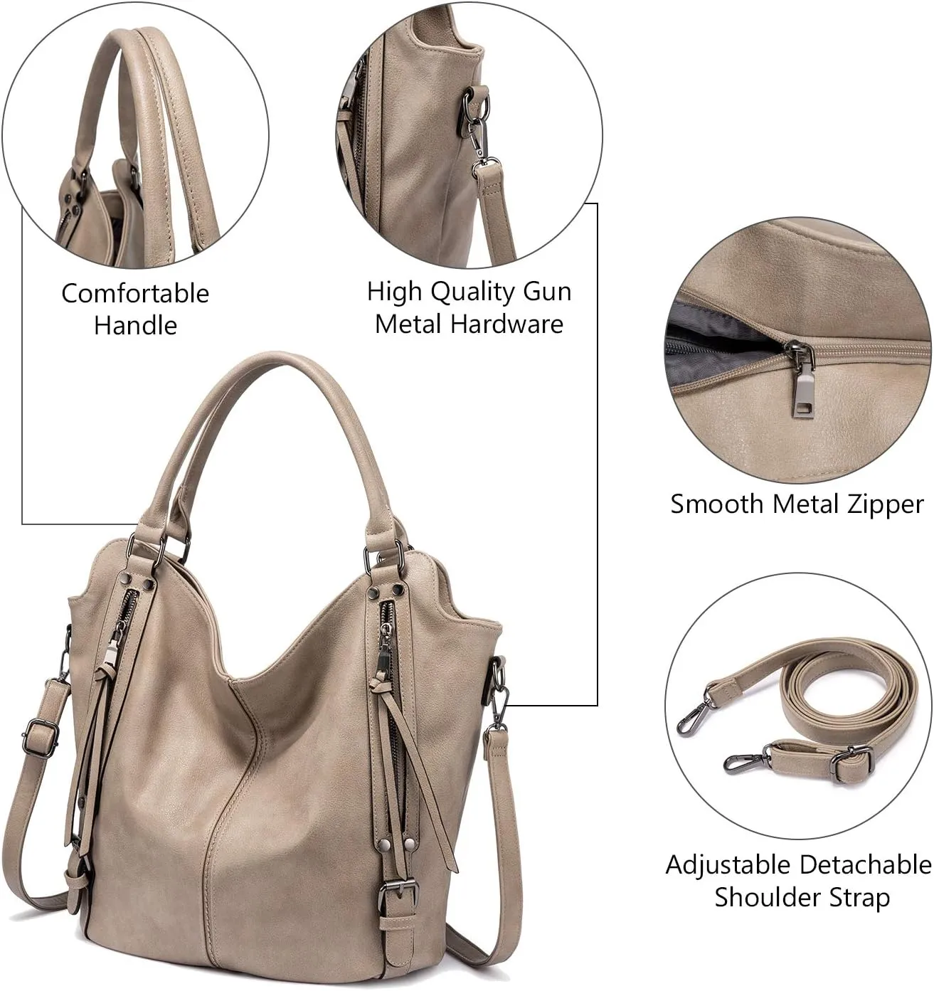 Tote Bag for Women PU Leather Shoulder Bags Fashion Hobo Bags Large Purse and Handbags with Adjustable Shoulder Strap