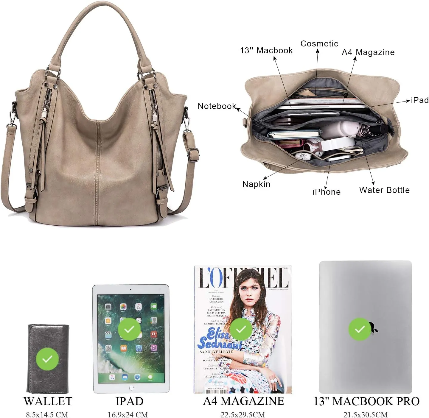 Tote Bag for Women PU Leather Shoulder Bags Fashion Hobo Bags Large Purse and Handbags with Adjustable Shoulder Strap