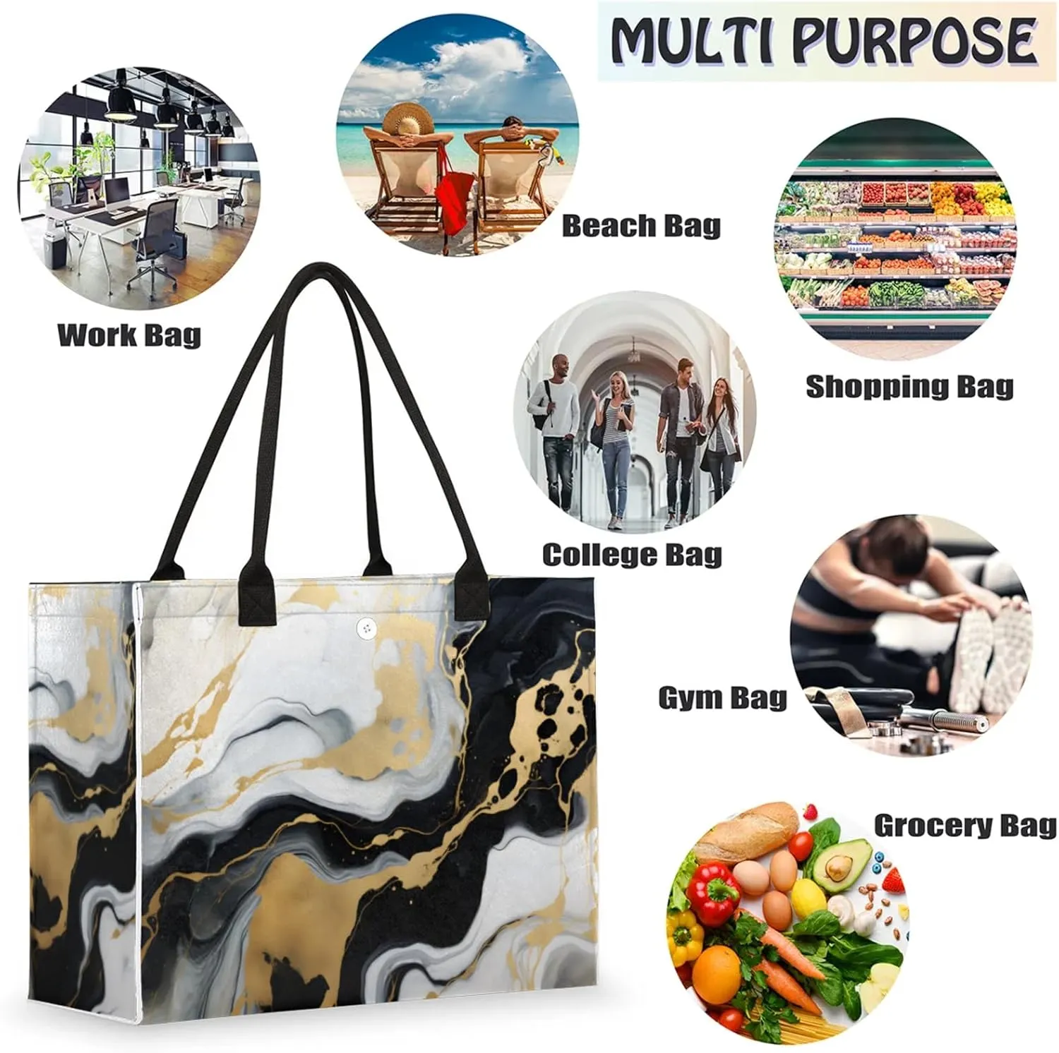 Tote Bag for Women Reusable Canvas Shoulder Bag