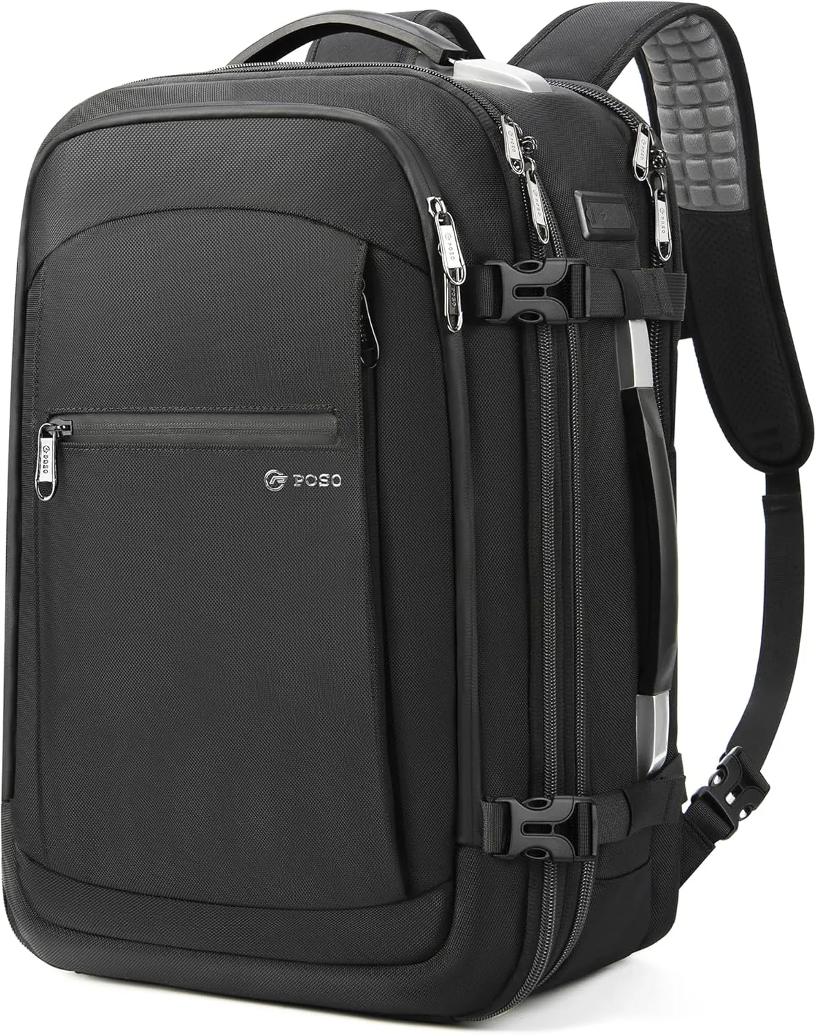 Travel Backpack for Men, Anti-Theft Laptop Backpack 60L Expandable, Carry on Backpack for Airplanes, High Tech Backpack with Charging Port for Laptop/Travel/Business/College/Camping, without Pump