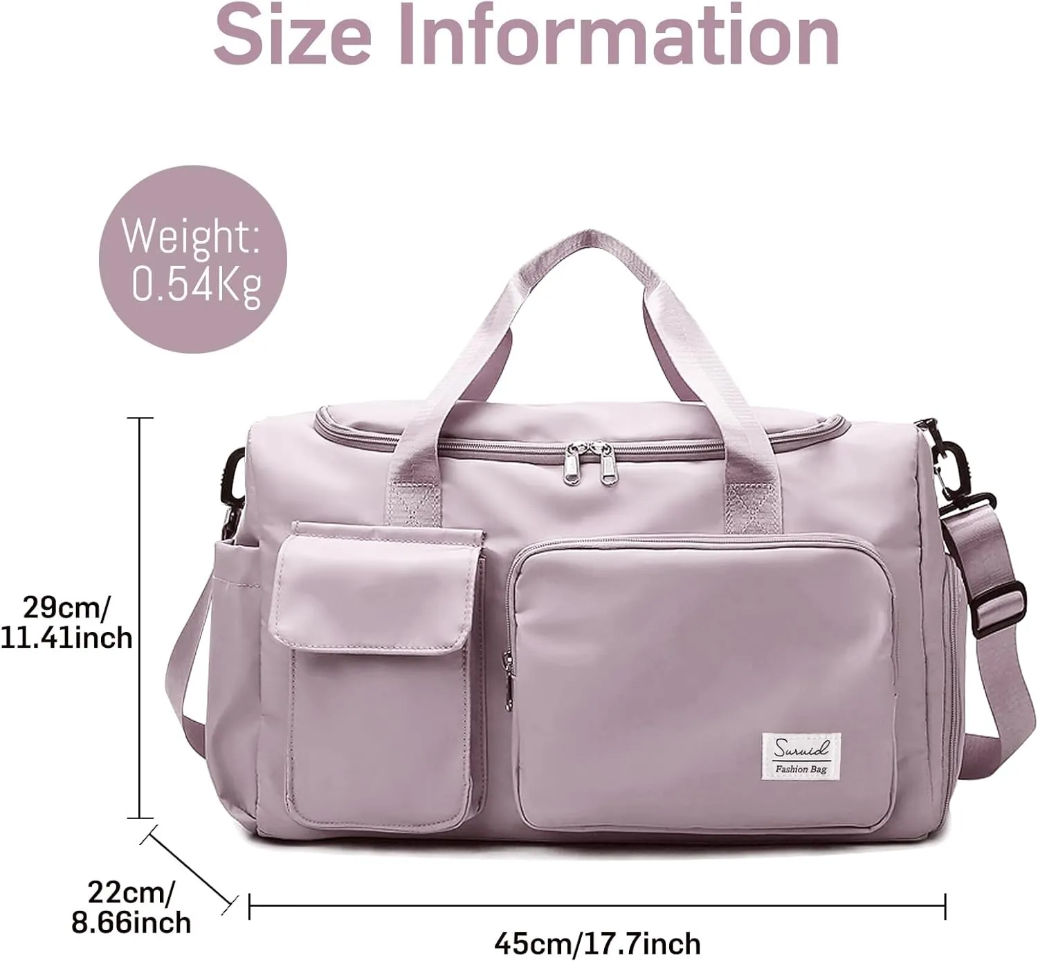 Travel Duffel Bag with Shoes Compartment Sports Gym Bag with Dry Wet Separated Pocket for Men and Women, Overnight Bag Weekender Bag Training Handbag Yoga Bag - Brown Pink