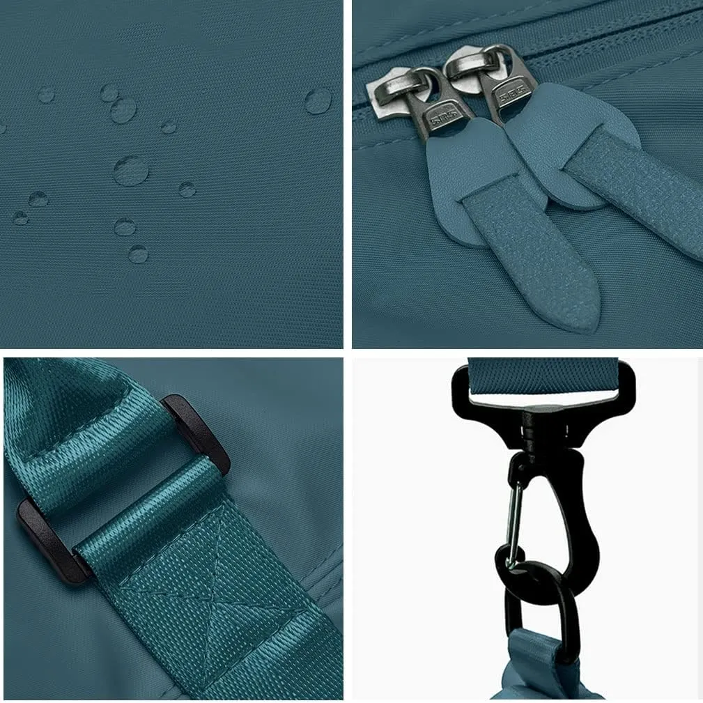 Travel Gym Bag for Women, LANBX Tote Bag Carry on Luggage Sport Duffle Weekender Overnight Bags with Wet Pocket (Dark Teal)