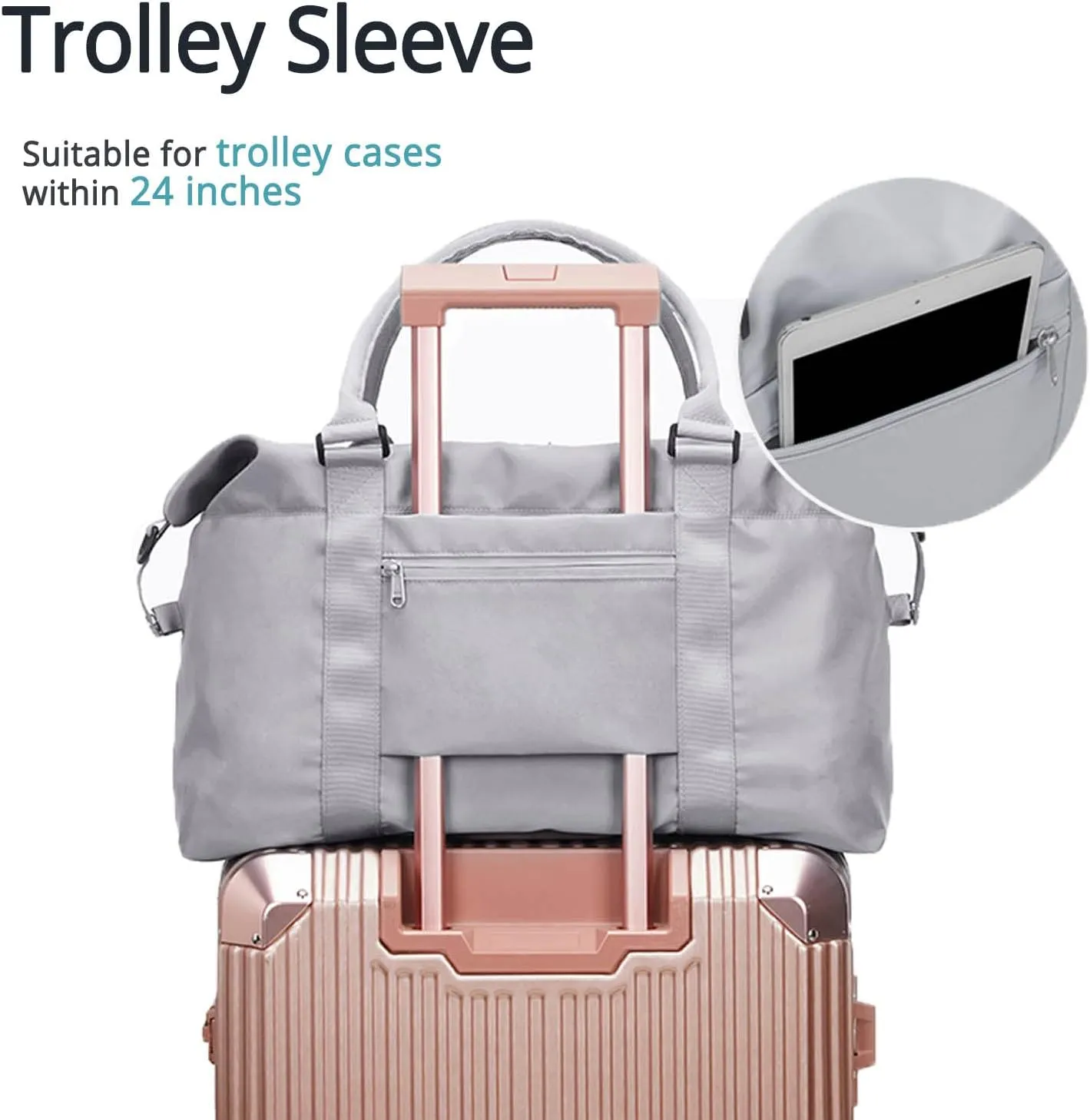 Travel Gym Bag for Women, LANBX Tote Bag Carry on Luggage Sport Duffle Weekender Overnight Bags with Wet Pocket (Grey)