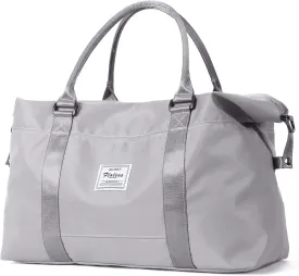 Travel Gym Bag for Women, LANBX Tote Bag Carry on Luggage Sport Duffle Weekender Overnight Bags with Wet Pocket (Grey)