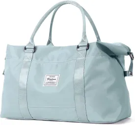 Travel Gym Bag for Women, LANBX Tote Bag Carry on Luggage Sport Duffle Weekender Overnight Bags with Wet Pocket (Light Blue)