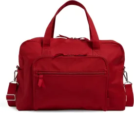 Vera Bradley Women's Cotton Weekender Travel Bag, Cardinal Red - Recycled Cotton, One Size