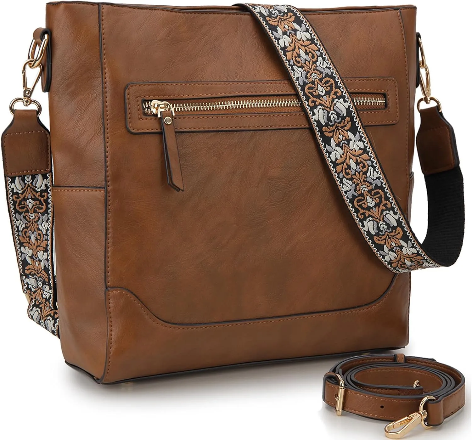 VX VONXURY Crossbody Bag for Women, Trendy Vegan Leather Shoulder Bag, Designer Bucket Bag with 2PCS Adjustable Straps
